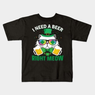 I Need A Beer Right Meow Kids T-Shirt